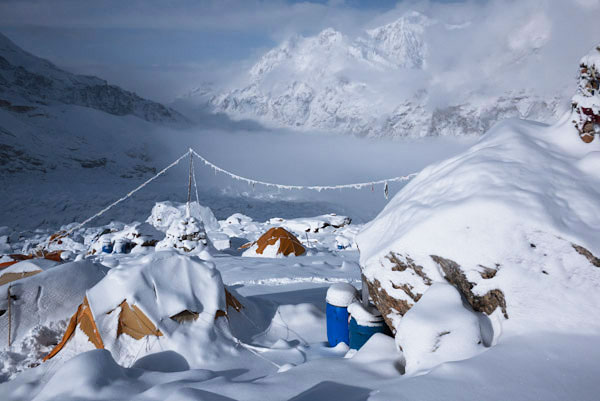 Our Base Camp after another snowy night